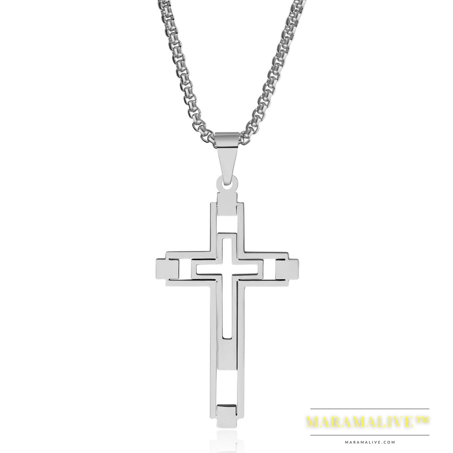 Simple Fashion Hollow Cross Titanium Steel