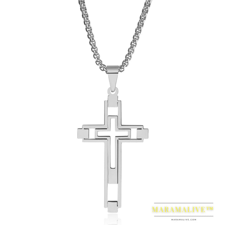 Simple Fashion Hollow Cross Titanium Steel