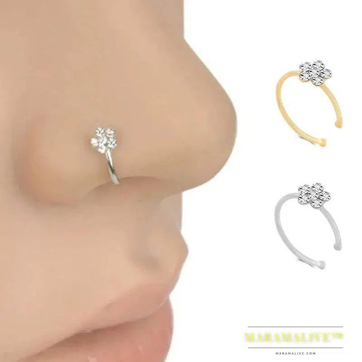 Single Unique New Alloy Branch Tragus Piercing Earring For Women Clip Earing 2024 Also Can Be Nose Ring