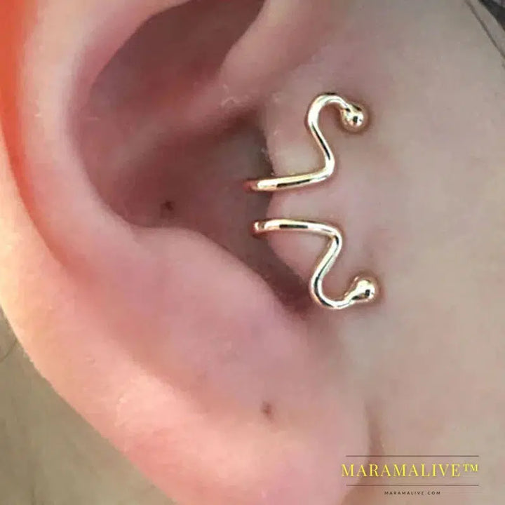 Single Unique New Alloy Branch Tragus Piercing Earring For Women Clip Earing 2024 Also Can Be Nose Ring