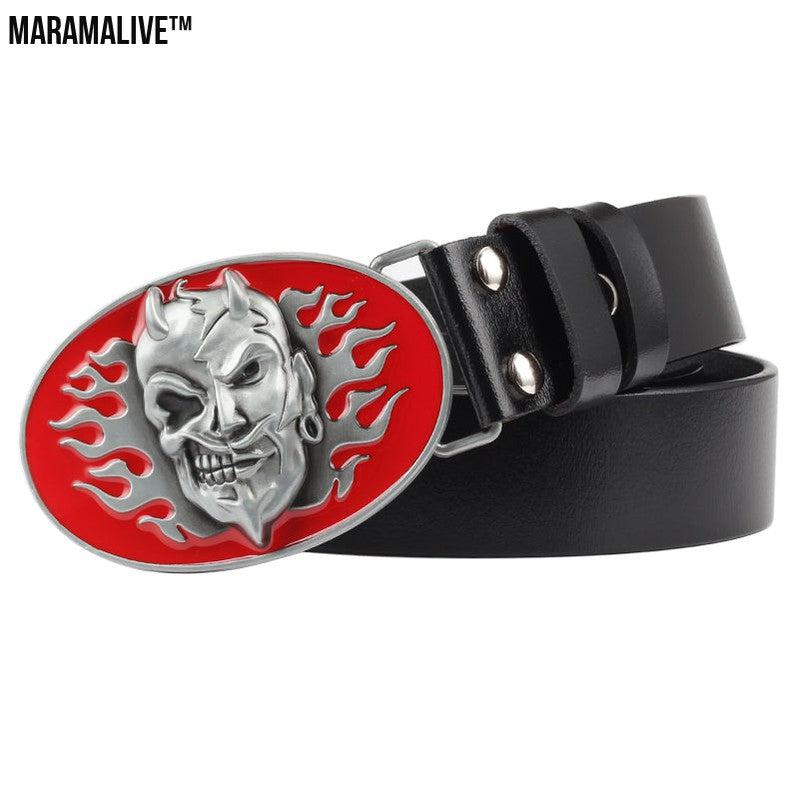 Skull Skin Buckle Leather Big Head Retro Ghost