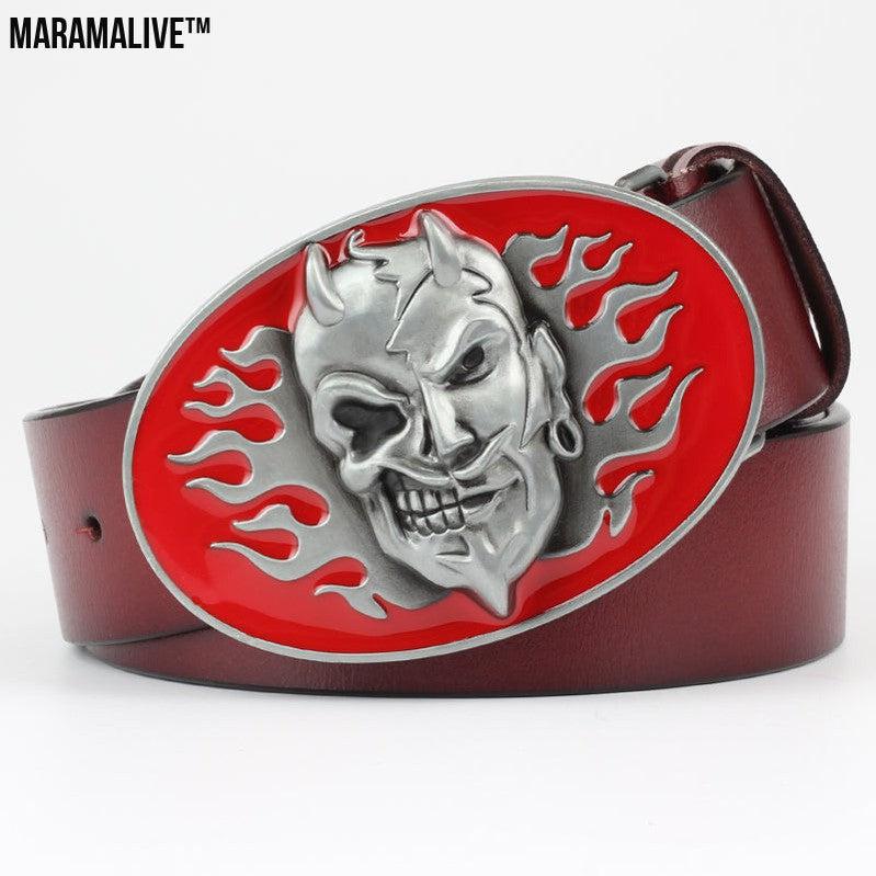 Skull Skin Buckle Leather Big Head Retro Ghost