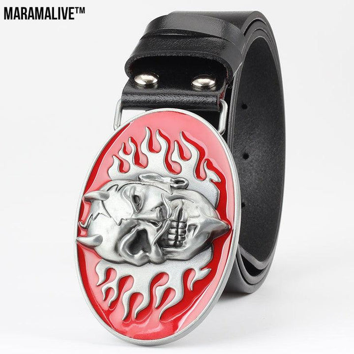 Skull Skin Buckle Leather Big Head Retro Ghost