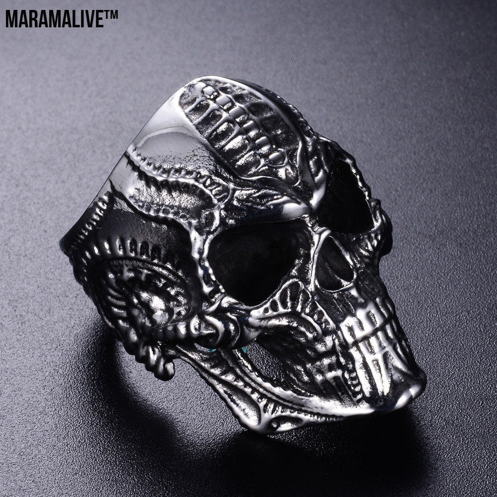 Skull punk ring hip-hop male ring