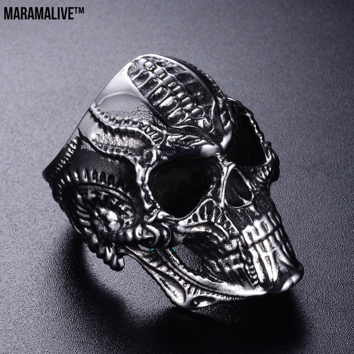 Skull punk ring hip-hop male ring