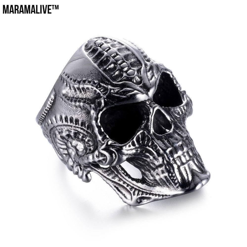 Skull punk ring hip-hop male ring