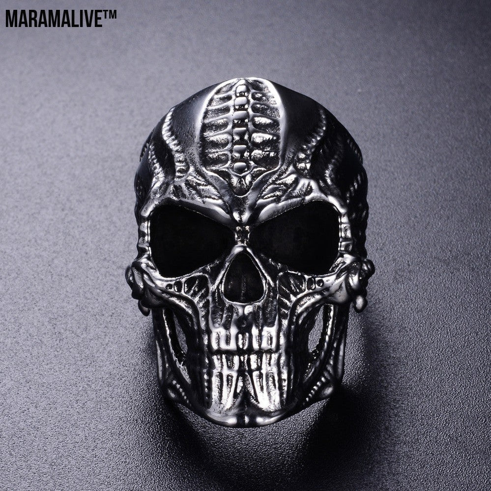 Skull punk ring hip-hop male ring