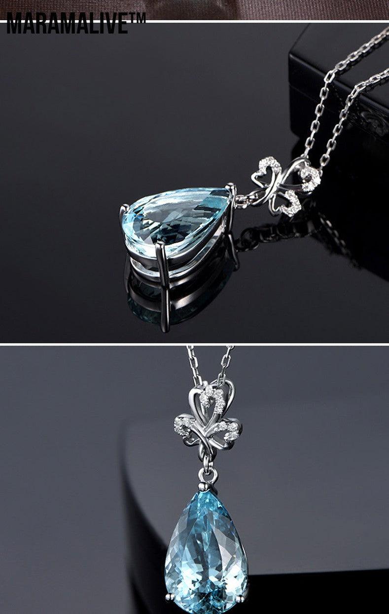 Sky Blue Topaz Crystal Necklace