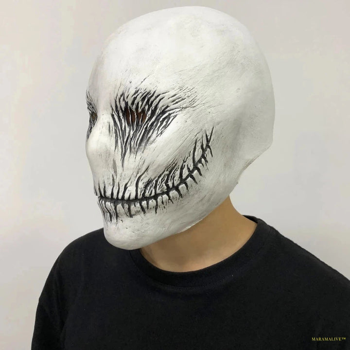 Slender Smile Mask Cosplay Horror Ghost Demon Killer Latex Helmet Halloween Carnival Party Costume Props