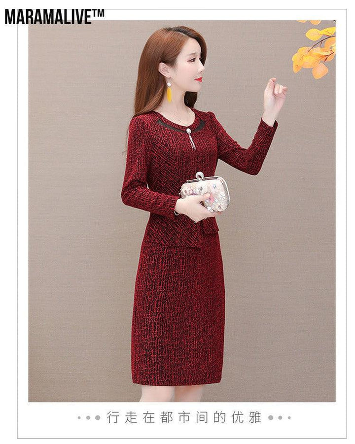 Small dress spring and autumn dress new style temperament goddess fan Jianling lady high end foreign style middle age