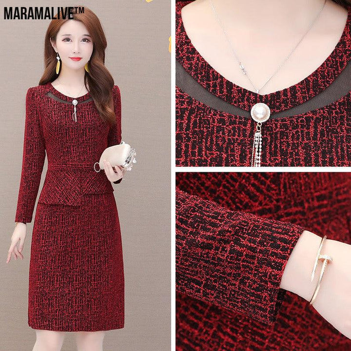 Small dress spring and autumn dress new style temperament goddess fan Jianling lady high end foreign style middle age