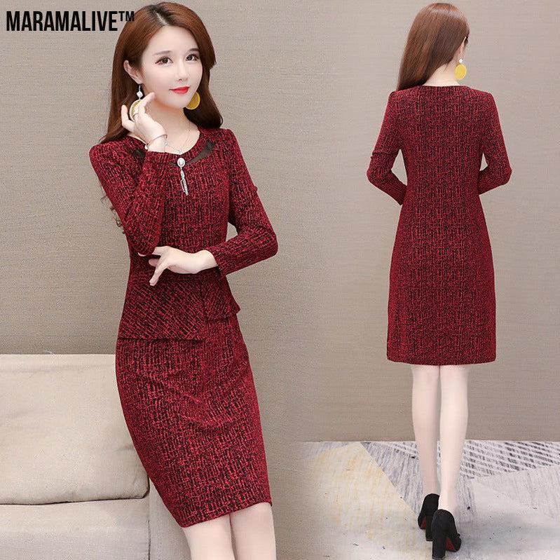 Small dress spring and autumn dress new style temperament goddess fan Jianling lady high end foreign style middle age