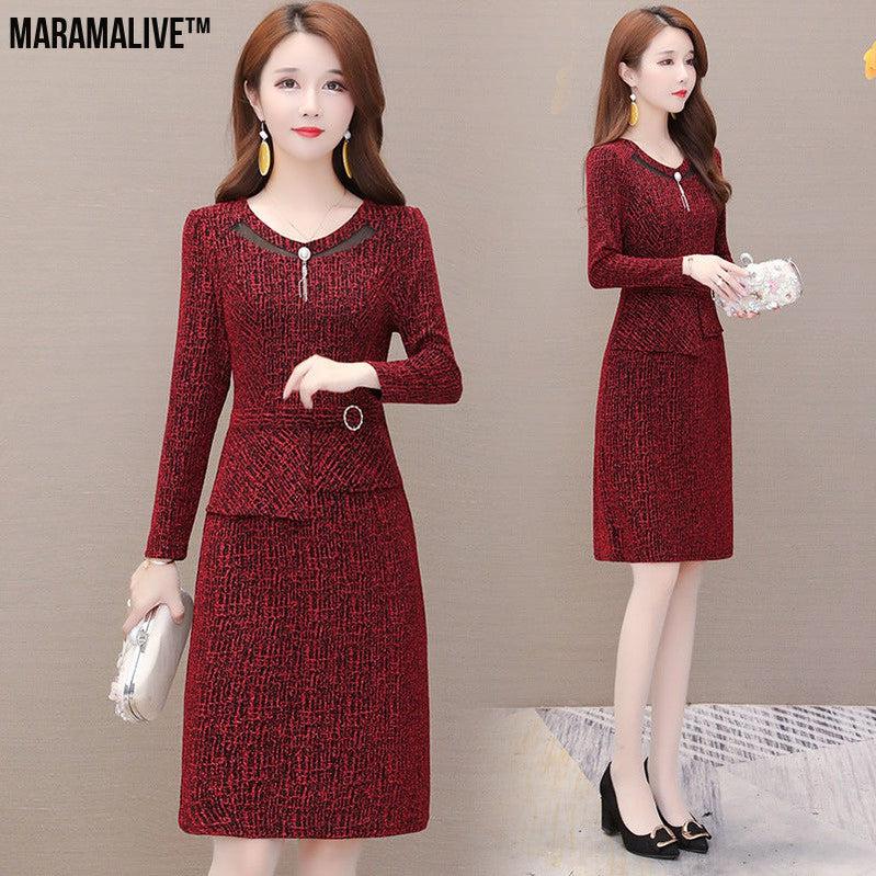 Small dress spring and autumn dress new style temperament goddess fan Jianling lady high end foreign style middle age