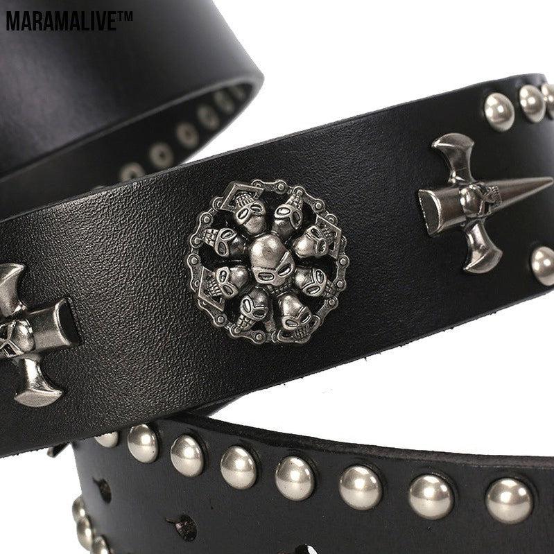 Smooth Buckle Skull Hip Hop Belt Men personality