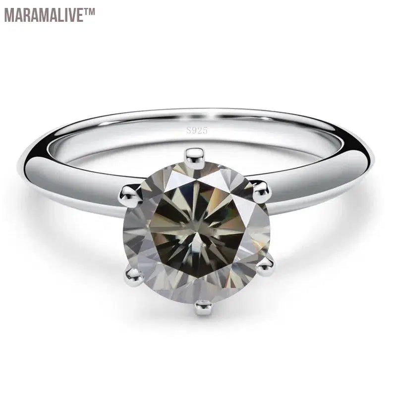 Solid 925 Sterling Silver Ring with Real Moissanite for Women Fine Jewelry for Wedding Engagement Gifts