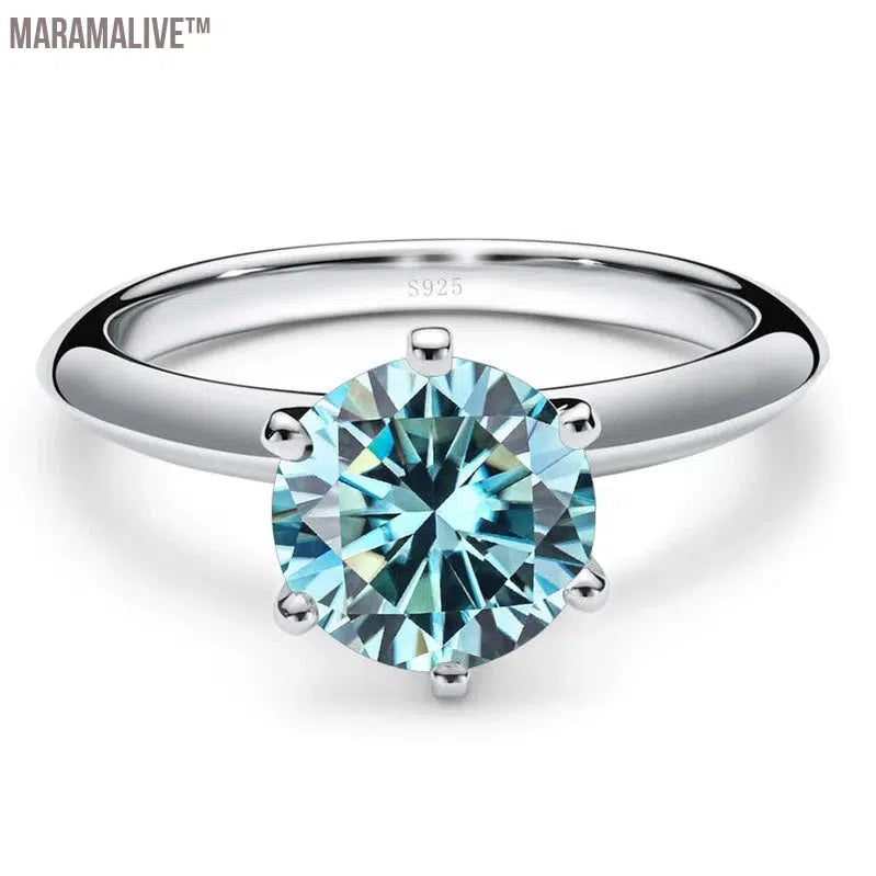 Solid 925 Sterling Silver Ring with Real Moissanite for Women Fine Jewelry for Wedding Engagement Gifts