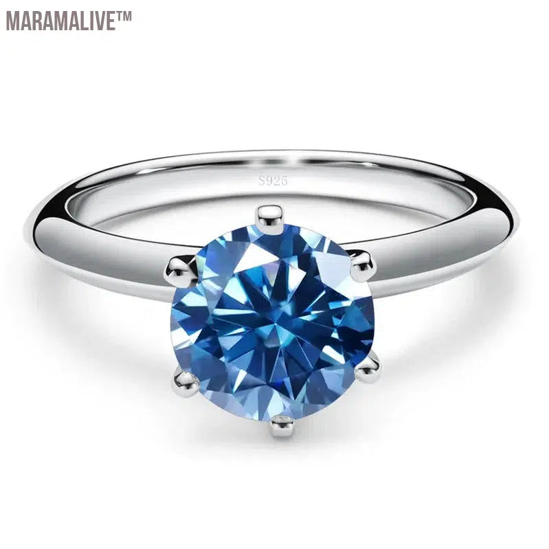 Solid 925 Sterling Silver Ring with Real Moissanite for Women Fine Jewelry for Wedding Engagement Gifts