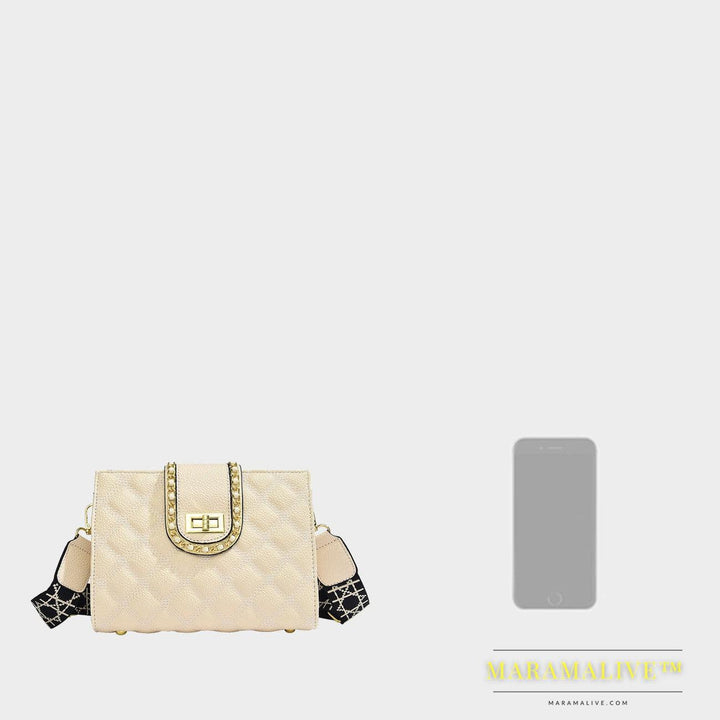 Solid Color Diamond Chain Shoulder Bag