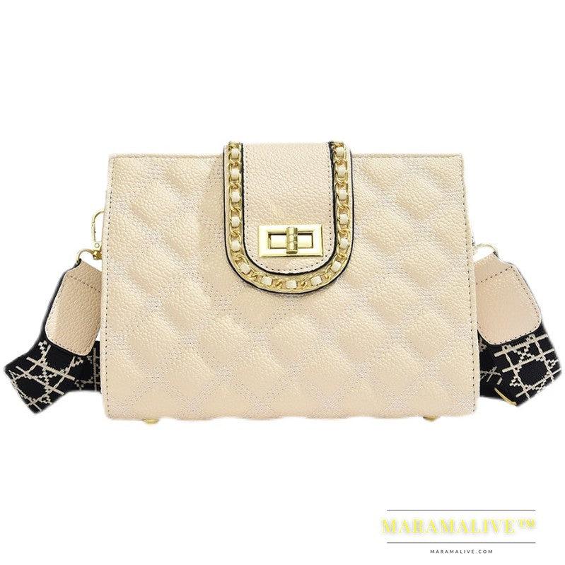 Solid Color Diamond Chain Shoulder Bag