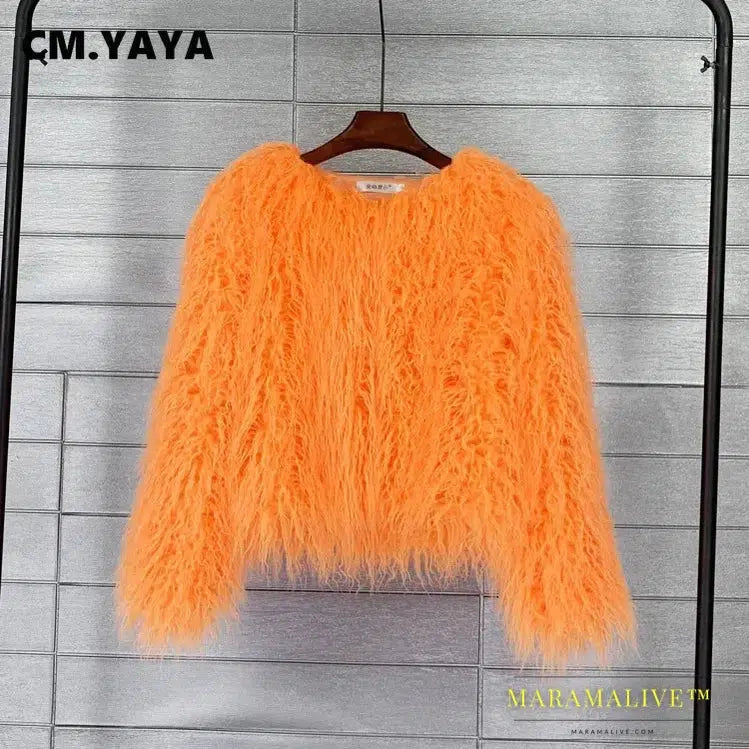 Solid Faux Fur Coats for Women Full Sleeve O-neck Open Stitch Covered Button Fur Jackets Winter Autumn Warm New Fashion