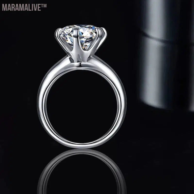 Sparking 5CT Moissanite Rings For Women Engagement Wedding Band 925 Sterling Silver Classic Romantic 6 Claws Ring Jewelry Gift