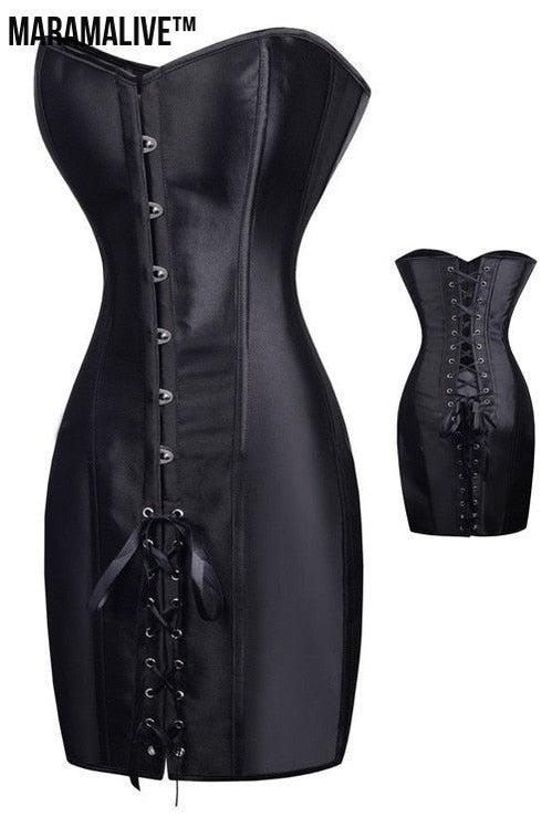 Special Long Waist Corsets and Bustiers Gothic Clothing Black Faux Leather Corset Dress Hot Spiked Waist Shaper Corset