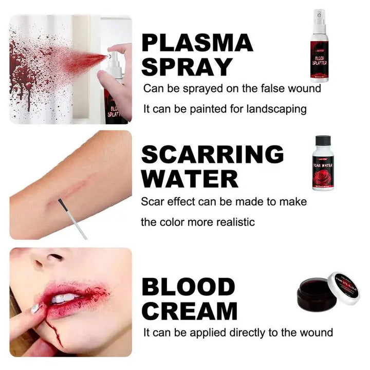 Spooktacular Halloween Wound Scar Wax Makeup Kit: Face & Body Paint with Spooky Dark Accessories