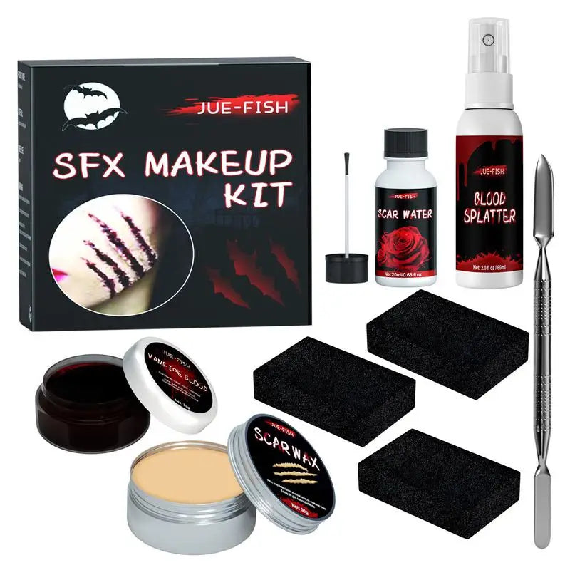 Spooktacular Halloween Wound Scar Wax Makeup Kit: Face & Body Paint with Spooky Dark Accessories