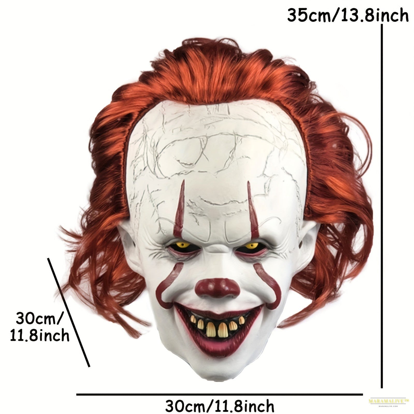 Spooky Red-Haired Clown Mask - Perfect for Halloween, Carnivals & Cosplay | Durable Rubber Construction