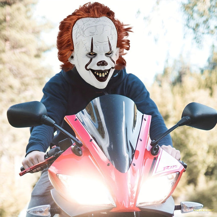 Spooky Red-Haired Clown Mask - Perfect for Halloween, Carnivals & Cosplay | Durable Rubber Construction