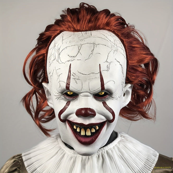 Spooky Red-Haired Clown Mask - Perfect for Halloween, Carnivals & Cosplay | Durable Rubber Construction