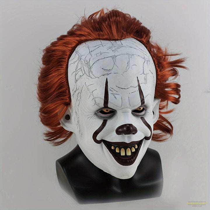 Spooky Red-Haired Clown Mask - Perfect for Halloween, Carnivals & Cosplay | Durable Rubber Construction