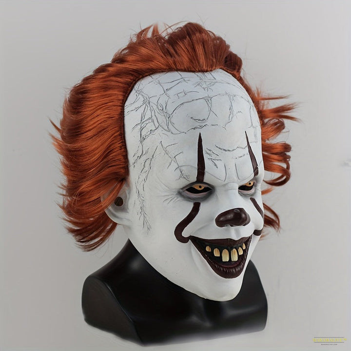 Spooky Red-Haired Clown Mask - Perfect for Halloween, Carnivals & Cosplay | Durable Rubber Construction