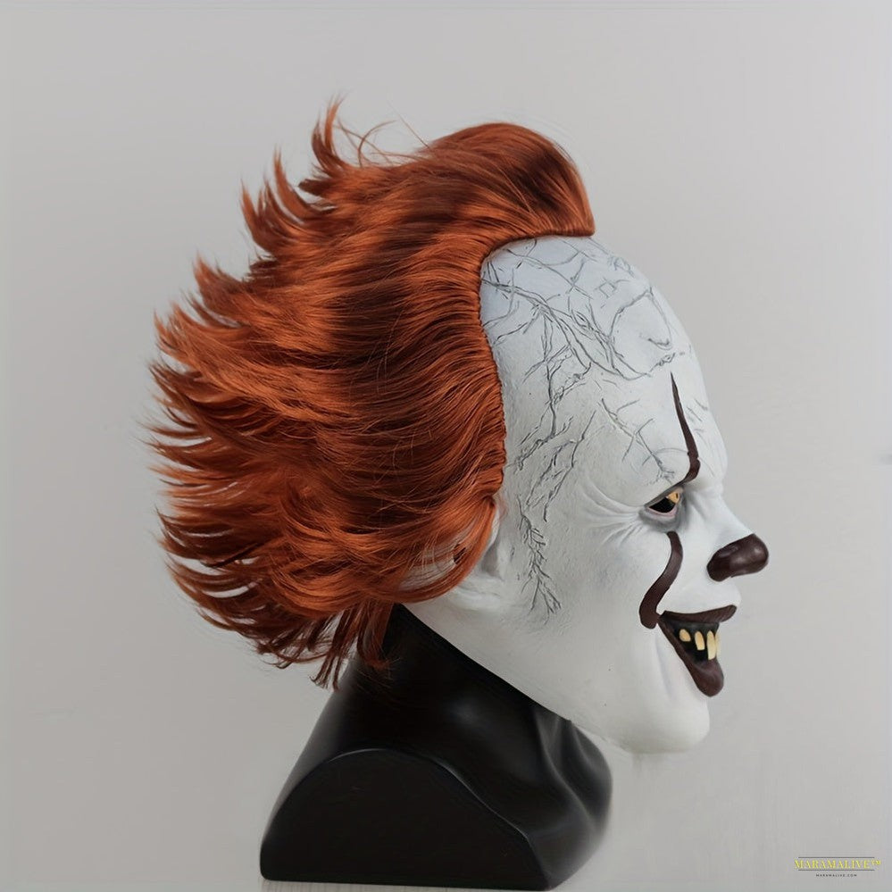 Spooky Red-Haired Clown Mask - Perfect for Halloween, Carnivals & Cosplay | Durable Rubber Construction