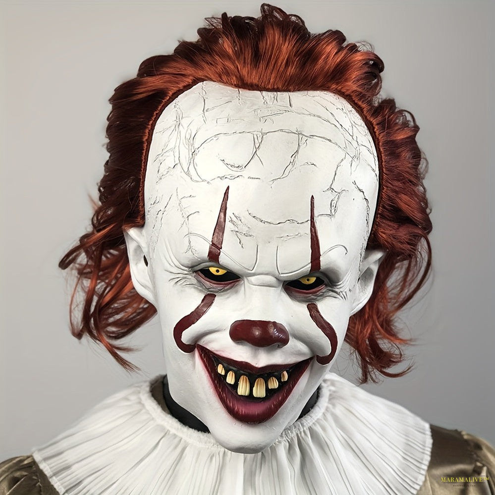 Spooky Red-Haired Clown Mask - Perfect for Halloween, Carnivals & Cosplay | Durable Rubber Construction