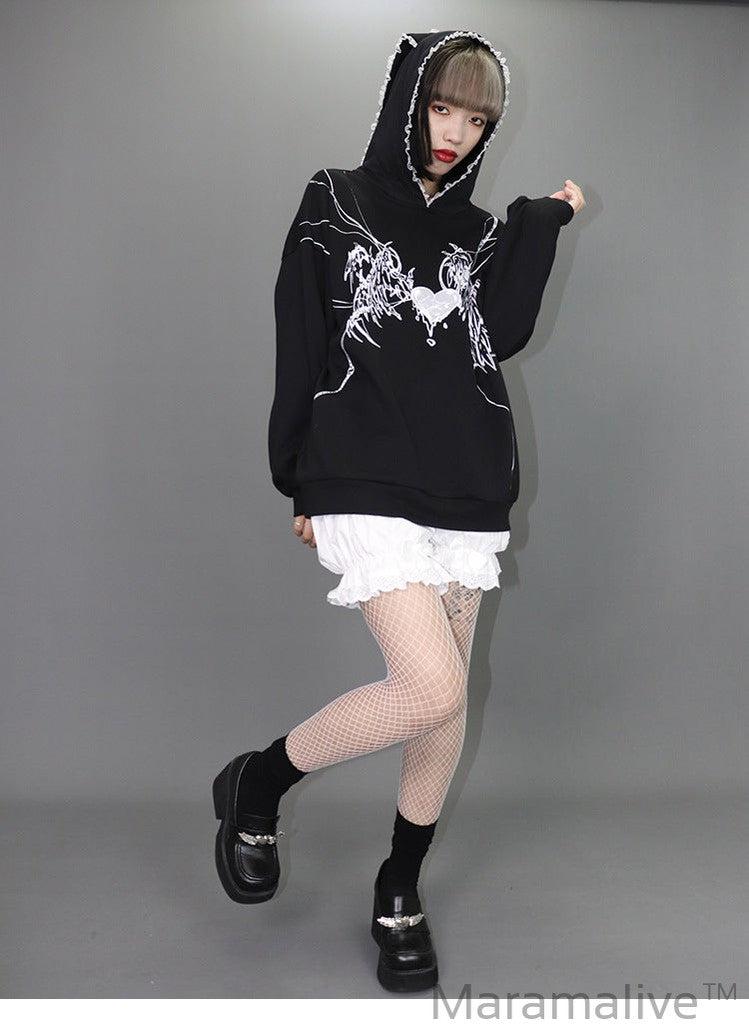 Sports And Leisure Printing Street Hooded Top Gothic Sailor Moon Sweater