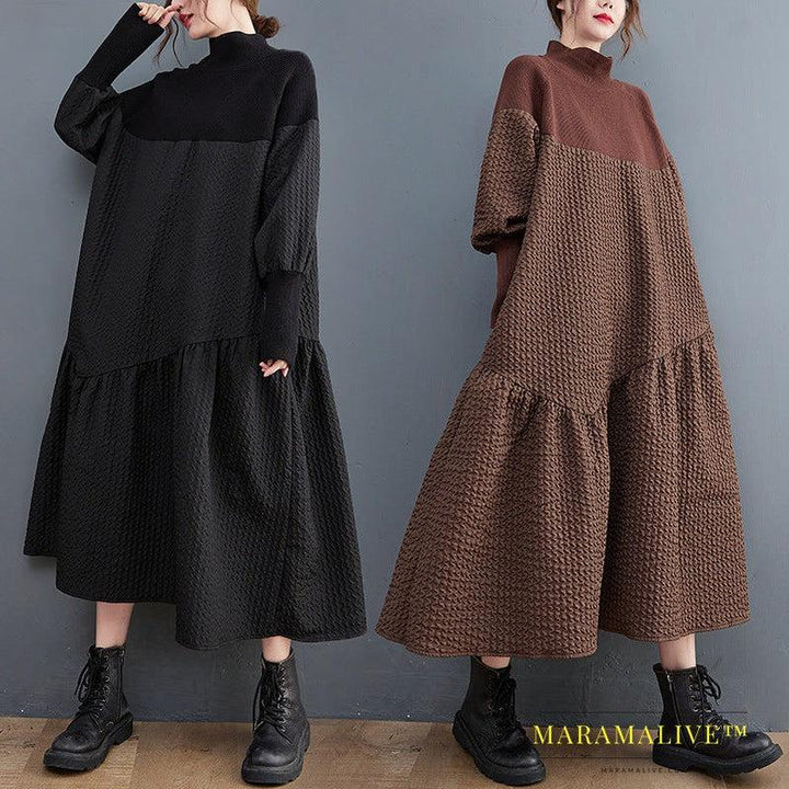 Spring And Autumn Large Size Loose Comfortable Fashion Mid-length Casual Long-sleeved Dress