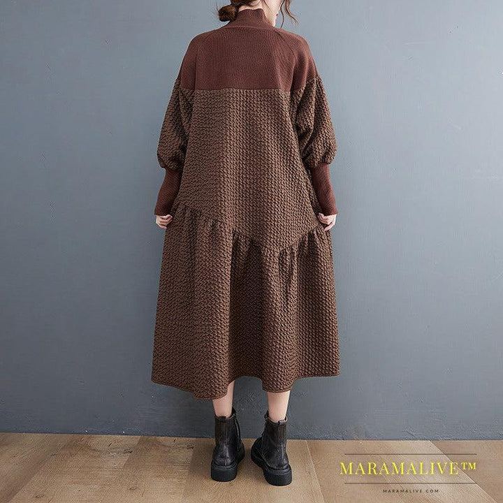 Spring And Autumn Large Size Loose Comfortable Fashion Mid-length Casual Long-sleeved Dress