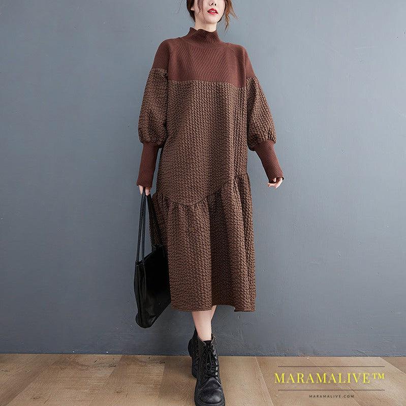 Spring And Autumn Large Size Loose Comfortable Fashion Mid-length Casual Long-sleeved Dress