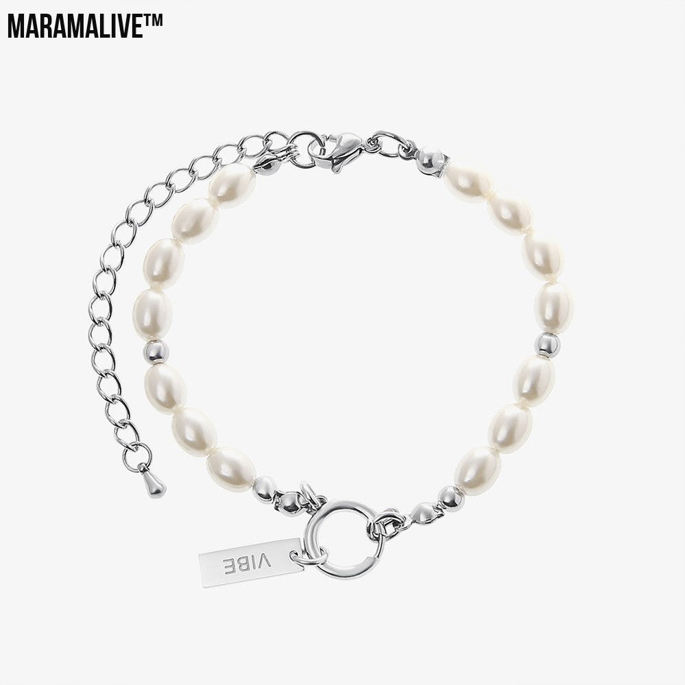 Square Pearl Bracelets For Men And Women Double Stackers