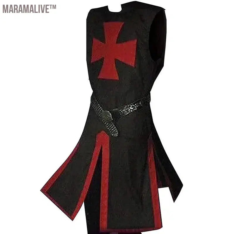 Stage costume Knight Templar Cloth Medieval Knight Pirate Prince Gothic retro hooded cape Cape waist seam stitching man