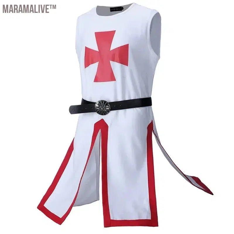 Stage costume Knight Templar Cloth Medieval Knight Pirate Prince Gothic retro hooded cape Cape waist seam stitching man