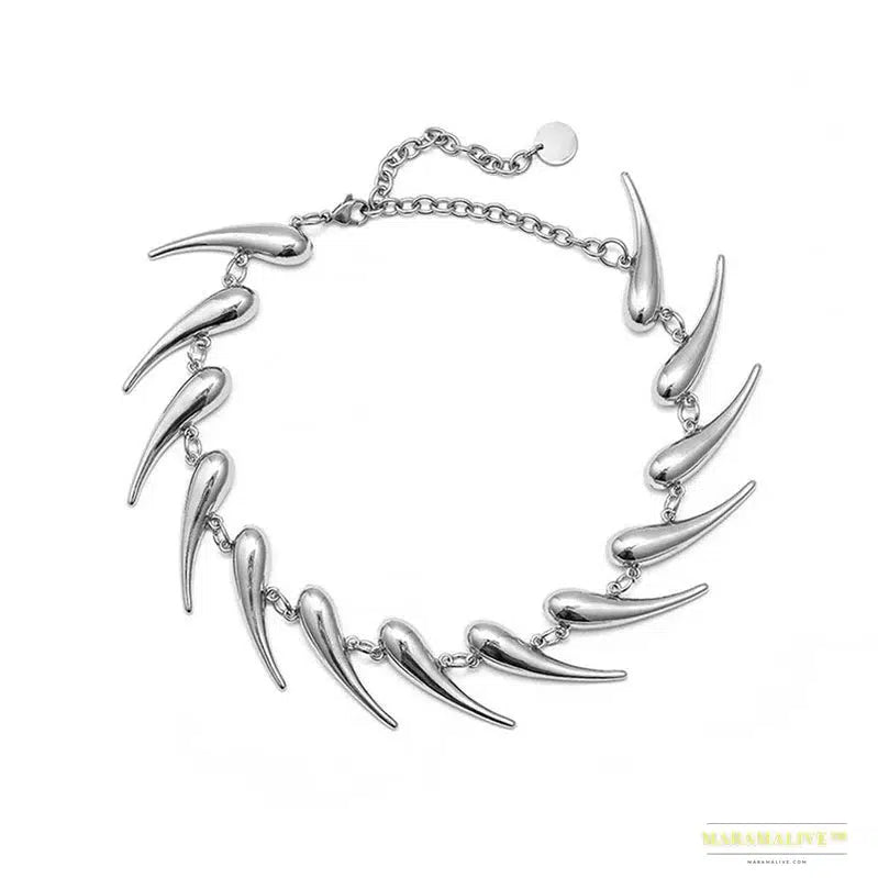 Stainless Steel Chains Rivet Choker Necklace for Men Women Hiphop Punk Neck Chains Short Collar Necklaces Wolf Tooth Jewelry New