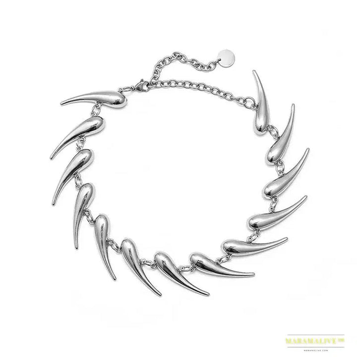 Stainless Steel Chains Rivet Choker Necklace for Men Women Hiphop Punk Neck Chains Short Collar Necklaces Wolf Tooth Jewelry New