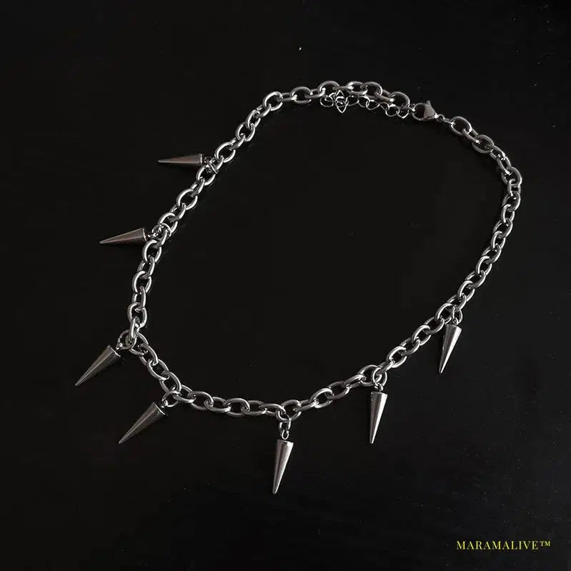 Stainless Steel Chains Rivet Choker Necklace for Men Women Hiphop Punk Neck Chains Short Collar Necklaces Wolf Tooth Jewelry New