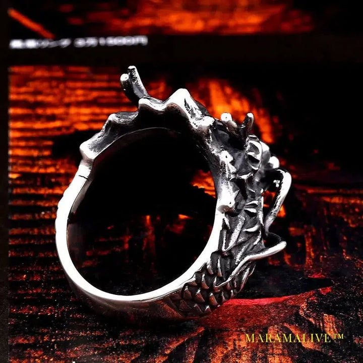 Stainless Steel Domineering Faucet Men's Ring Punk Animal Dragon High Quality Jewelry