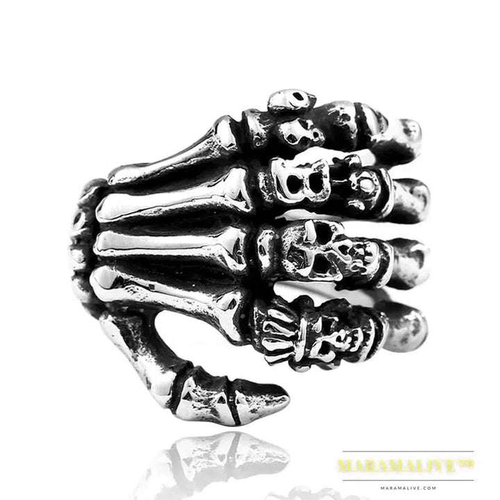 Stainless Steel Finger Bones Men's Ring Punk Skull Party High Quality Jewelry