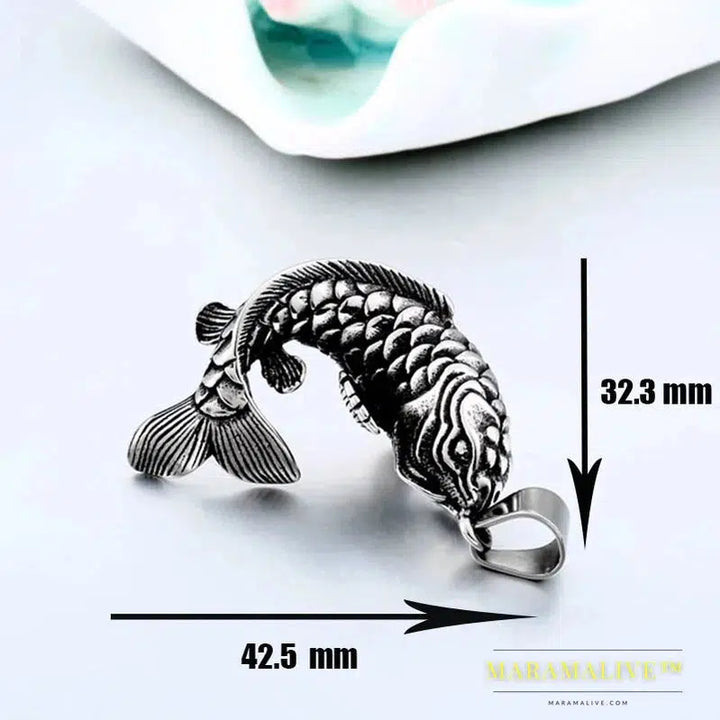 Stainless Steel Koi Fish Pendant Men Goldfish Necklace Pendant Ocean High-quality jewelry