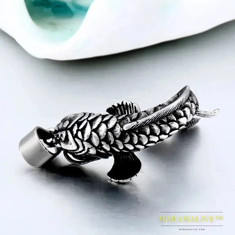 Stainless Steel Koi Fish Pendant Men Goldfish Necklace Pendant Ocean High-quality jewelry