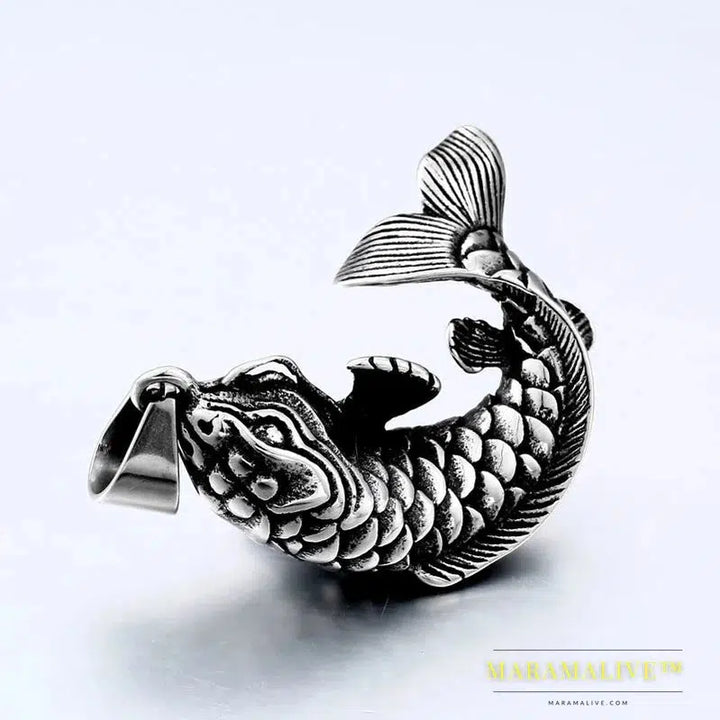 Stainless Steel Koi Fish Pendant Men Goldfish Necklace Pendant Ocean High-quality jewelry